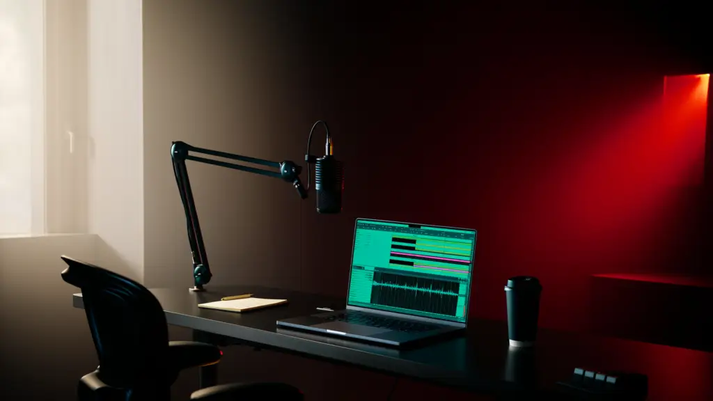 Schema visivo su come creare un podcast aziendale dividendo attività umane e attività AI