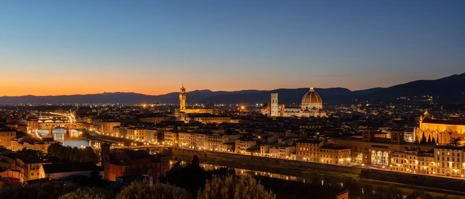 Firenze dal piazzale Michelangelo: il Duomo, Palazzo Vecchio e l'Arno