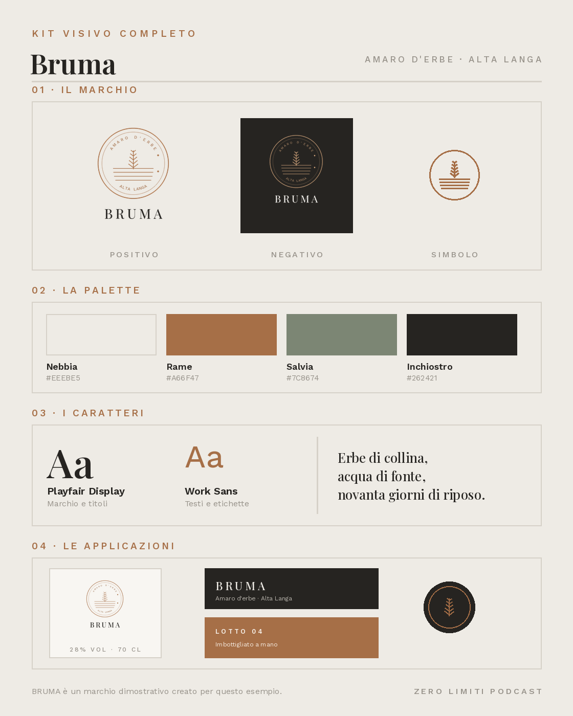 Kit visivo completo — tavola BRUMA