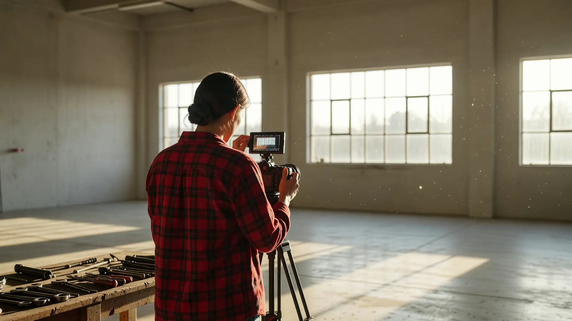 Un produttore e un'imprenditrice discutono un Seedance 2.0 video davanti a un prodotto reale in studio