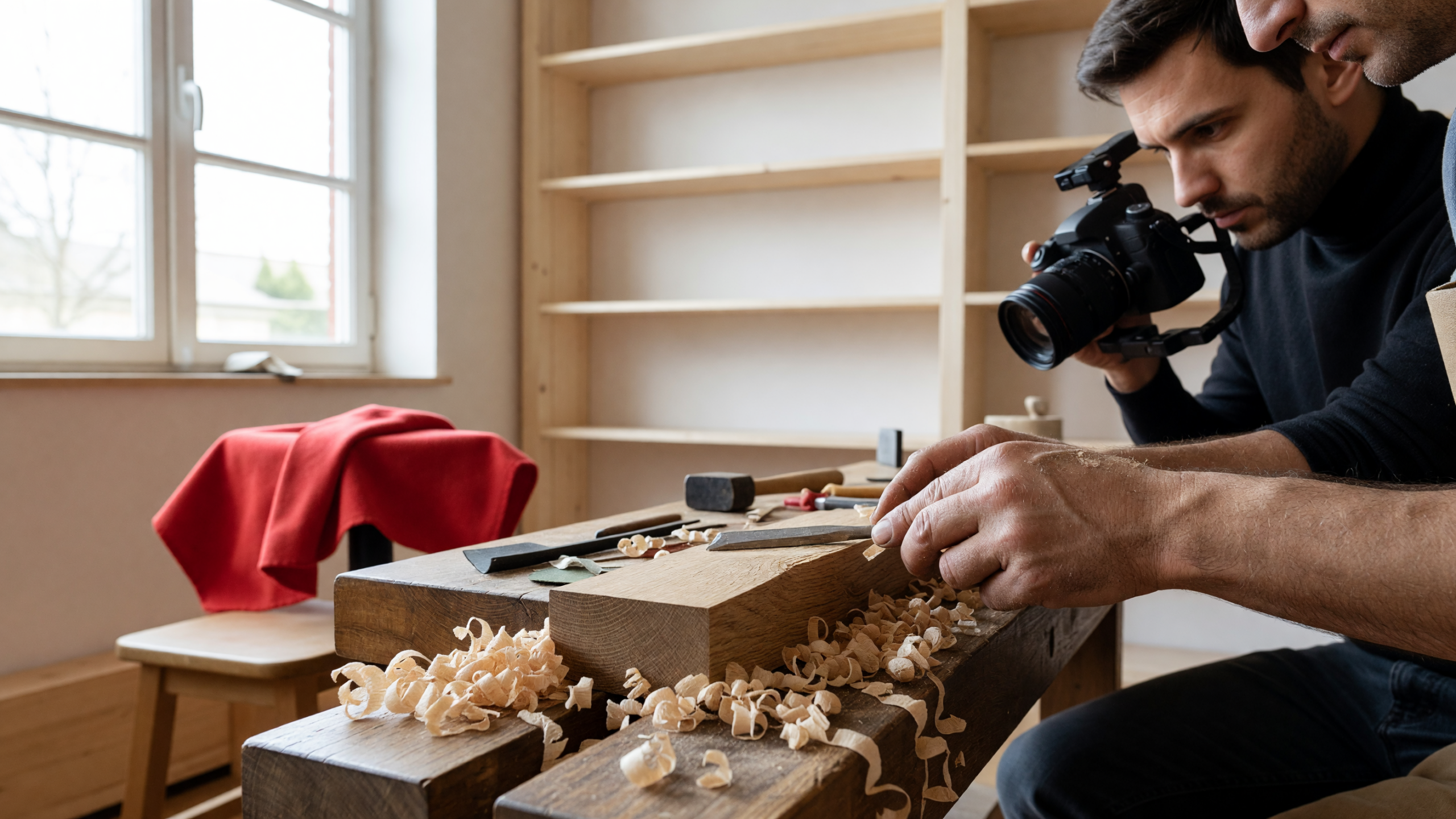 Riprese di un artigiano progettate nello storyboard spot aziendale